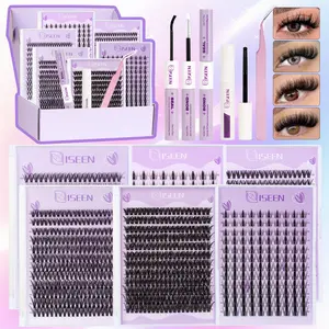 Lash Clusters Kit, 1200-Piece 10–16 mm D Curl 30D/40D/50D/80D/Manga DIY False Eyelashes Natural Volume Individual Eyelashes Set with Bond & Seal, Remover and Tweezers, Perfect for DIY at Home for Women and Beginners, Eyelash Extensions
