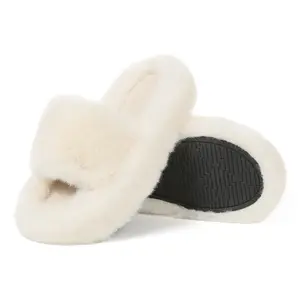 VIMISAOI Womens Faux Fur Slippers Slide Shoes Fluffy Fuzzy Plush Memory Foam Cozy Summer Sandals Flipflop Footwear Shoes