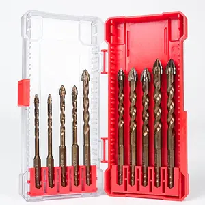 10Pcs 4-Cutter Eccentric Dry Drill Bit Set, Household Tool Set for Cordless Drill, 5/6/8/10/12mm for Tile, Ceramic, Glass, Marble & Concrete