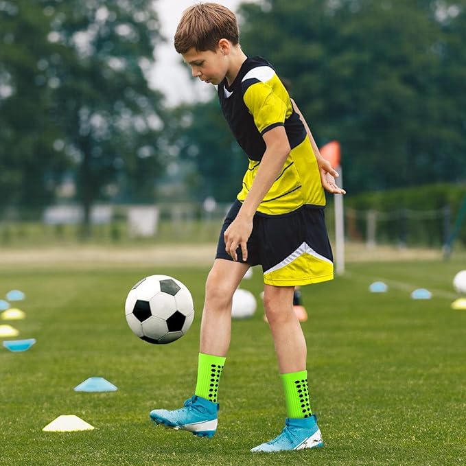 STANDWAY Soccer Non Skid Ball 2 Pairs Football Socks For Men & Womem - Football Basketball Sports