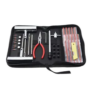46-Piece Tire Repair Kit, Compact Emergency Automotive Repair Tool with 15x25cm Metal Parts, Leak-Sealing Vacuum Patch, Tire Inflator & Sealant for Cars/Motorcycles