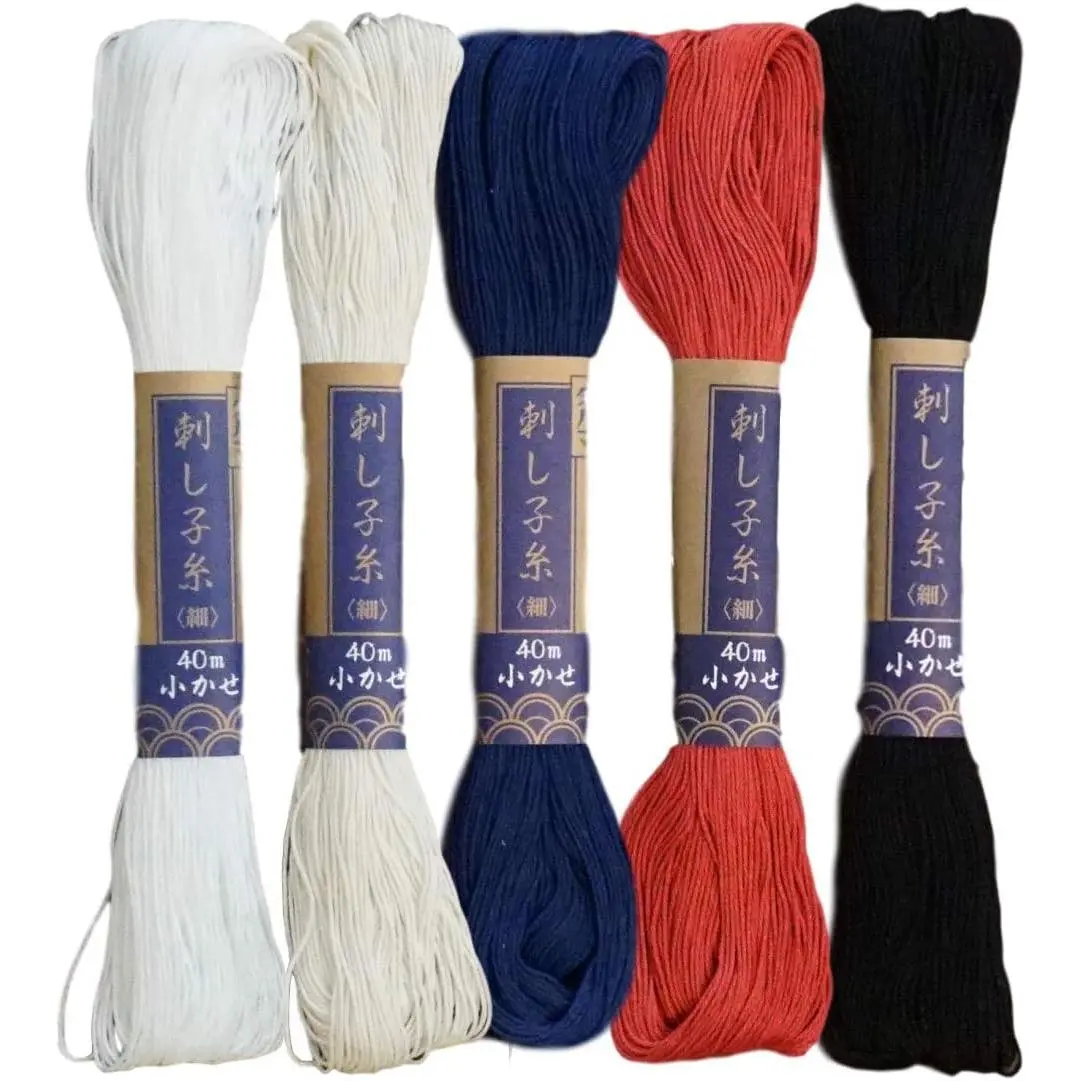 Yokota  Sashiko Thread 5 Skein Essential Color Set (Thin Sashiko Thread - Hoso)