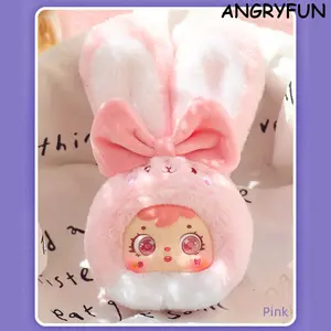 ANGRYFUN Colorful Bunny Series Plush Blind Boxes – Cute Rabbit Keychain Figures Mystery Collectible Plush Toy Birthday Gift Single Box (Free Random Cute Acrylic Keychain)