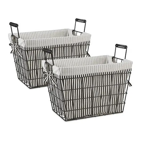Design Imports Set of 2  Farmhouse Black Wire Basket
