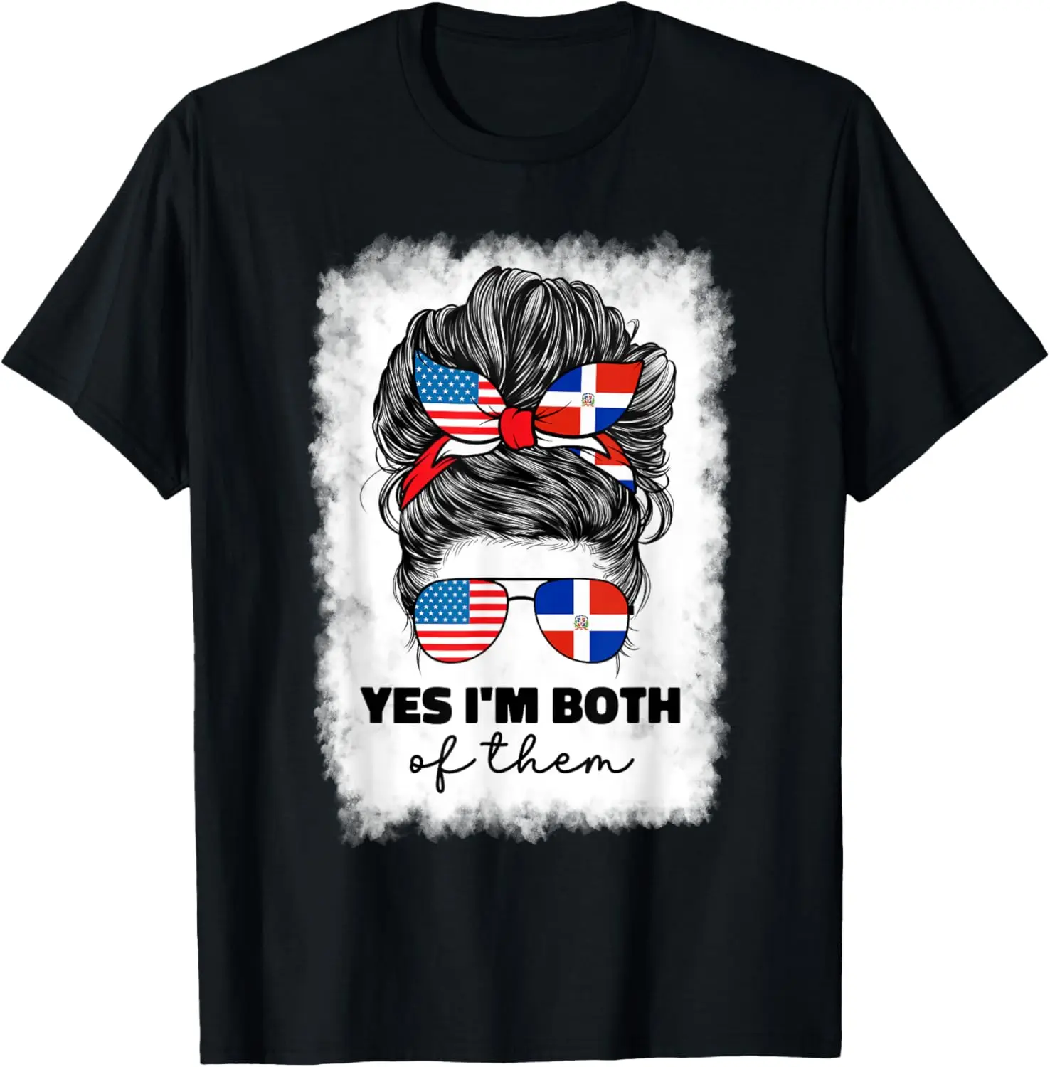 100% Cotton Unisex Half Dominican And American Dominicana Republic Flag T-Shirt