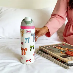 Versatile Butterfly Knot Design Water Bottle, 24oz/32oz/40oz Insulated Stainless Steel Flask, Sports Cup, Travel Mug, Birthday Gift