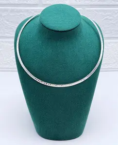 950 Silver Omega Necklace Textured 4 mm 15.5 Inches Classic Versatile Everyday Wear Statement Piece