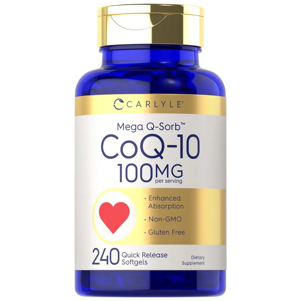 Carlyle CoQ10 100mg | 240 Softgels | Mega Q-Sorb Coenzyme Q-10 | with Black Pepper Extract | Non-GMO, Gluten Free Supplement