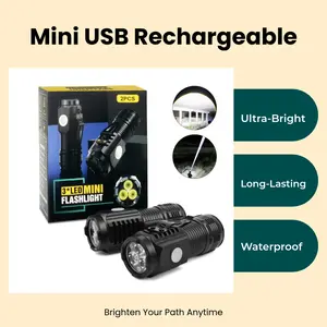 2-Pack Small Cannon Flashlights: Mini Camping Lights with High Lumens, 3 Modes & Zoomable Beam! Usb Rechargeable Headlamp