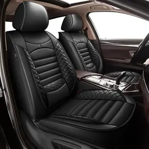 AOMSAZTO Luxury PU Leather Full Set Car Seat Covers - Waterproof, Anti-Slip Surface, Scratch-Resistant Universal 2/5-Seat Protectors for Nissan, Honda, Toyota, Kia, Hyundai, Mazda Models, Car Seat Protectors