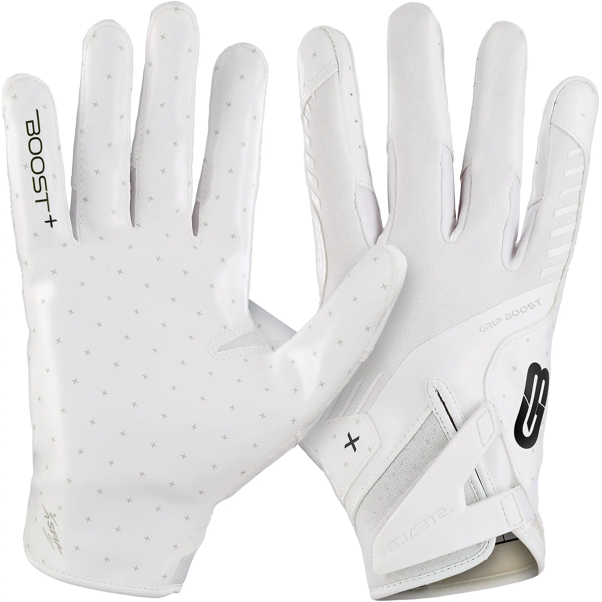 Grip Boost Solid White Stealth 6.0 Boost Plus Football Gloves