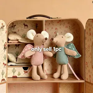 Style Mouse Baby Angel Wings Plush Companion Doll, Soft Fabric Comfort Toy, Soft Huggable, Ideal for Kids' Playtime & Emotional Support