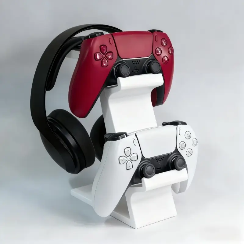 Multifunctional Stand for Ps5 Controllers, Headset Holder, Space for Two Gamepads, One Headphone, Non-Charging Desktop for Playstation 5 & Xbox, Console Accessories, Gaming Accessories