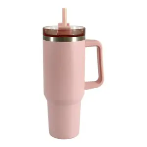 Mainstays 40 oz Stainless Steel Tumbler with Straw and Handle, Double Wall Insulated