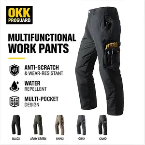 Men's Plain Tactical Work Pants - Menswear, Mens Clothing, Multi-Pocket Zipper Design, Durable, Casual, All Seasons, Suitable for Hiking, Work, Outdoor Training, Spring & Autumn Wear, Body-Fitting Men's Pants