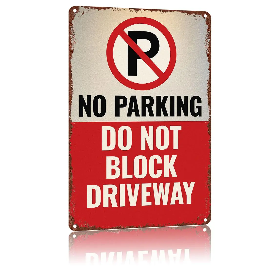 Vintage Metal Rectangle Sign Plaque "No Parking - Do Not Block Driveway", 8x12in High-Definition Printing Tin Poster, Waterproof Rust-Proof Aluminium Hanging Plaque, Home Garage Driveway Decor Gift
