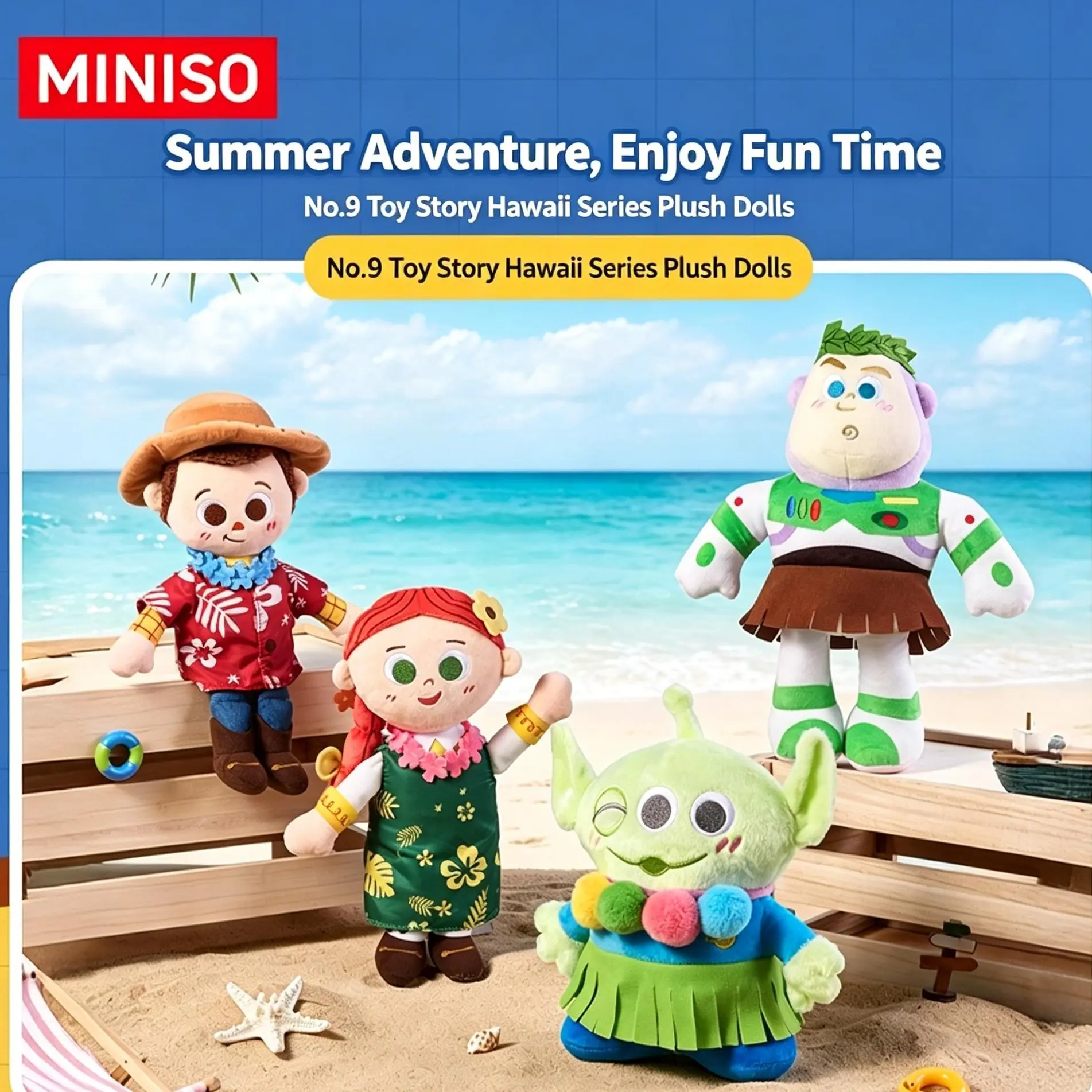 Disney Toy Story Hawaii Series No.9 Polyester Plush Doll - Cute Collectibles with Hawaiian Look, Alien Plush Doll Stuffed Toys Option (Woody, Buzz Lightyear) - Back to School Haul Gift for Kids, Unisex Decor