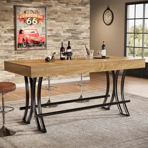 Tribesigns 63" Counter Height Tall Dining Table With Footrest, Perfect For Home Bars And Kitchen, Industrial Design