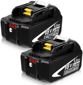 2Packs BL1860B 18 Volt 6.0Ah Replacement Battery Compatible with 18V Lithium ion Battery BL1860  with LED Indicator Cordless Power Tools (White)