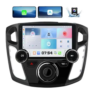 10.1 inch Double Knobs Car Stereo Radio for【Ford Focus 2012 2013 2014 2015 2016 2017 】Touch Screen Carplay Android Auto, Android Unit Display WiFi GPS Bluetooth DSP FM SWC AHD Camera + MIC