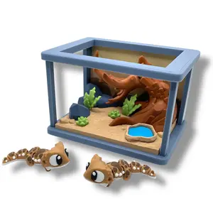 Adorable Mini Reptile Cage with Bearded Dragon - 3D Printed Decor
