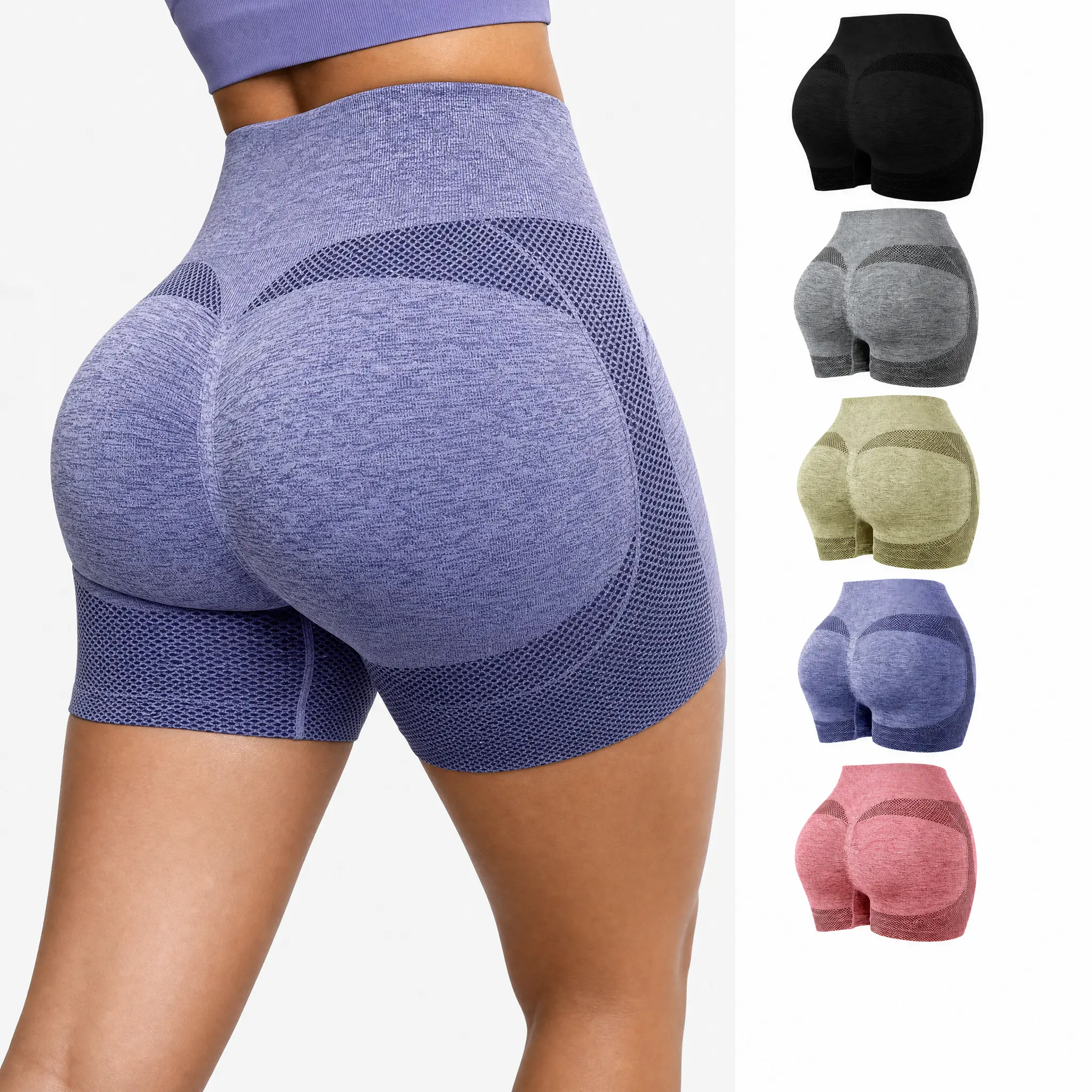 【5 Pack】High Waisted Tummy Control Booty Lift Shorts for Women Seamless Scrunch Butt Biker Shorts Workout Yoga Gym Compression Shorts Soft Stretch Shapewear Lounge Running Athletic Shorts Multipack for Fitness Training Daily Wear Free shipping