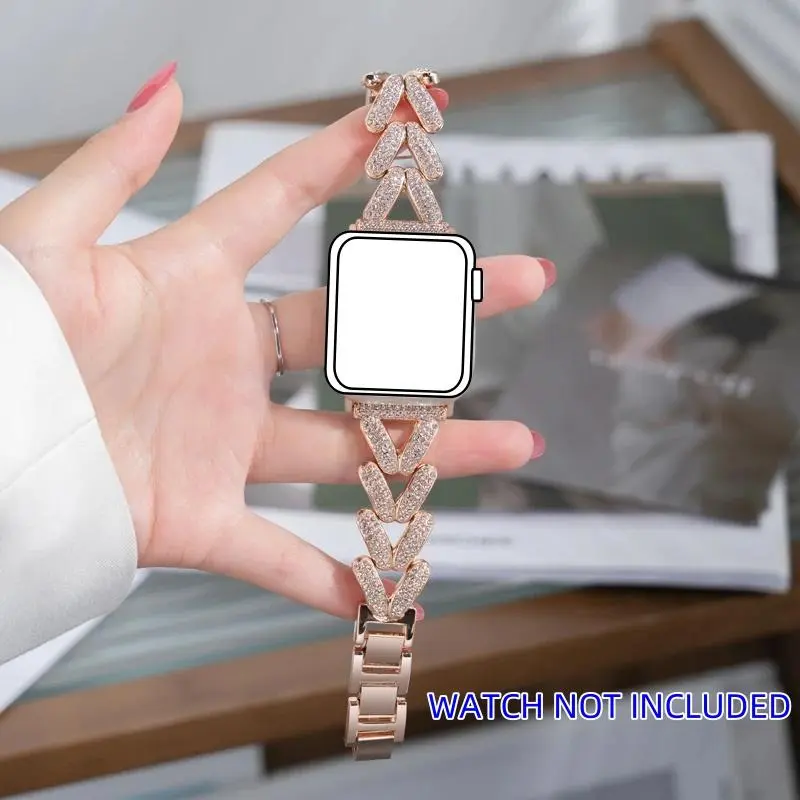 Fashionable Watch Band for Apple Watch, Rhinestone Decor Watch Band for Women, Watch Band for iWatch Series 10 9 8 7 6 5 Ultra SE, Smart Watch Straps, Smartwatch Accessories