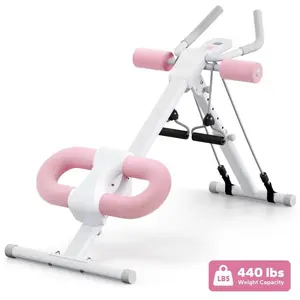 Adjustable Ab Machine with Resistance Bands – Home Sit-Up Workout Bench for Core, Abs, and Full Body Exercise, 440 lbs Capacity, Fitness Equipment