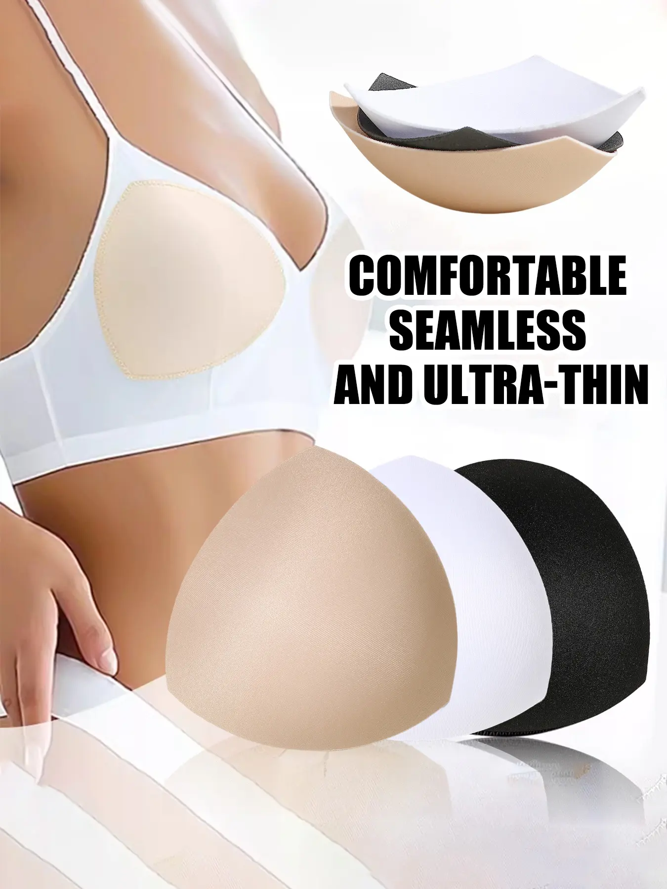 8 pieces of women's triangular underwire pads, insertable padding, Removable Bra Pad, featuring a seamless sponge pad for sports use and a multi-functional bra, soft and comfortable underwear padding accessories, Bra Pads Inserts