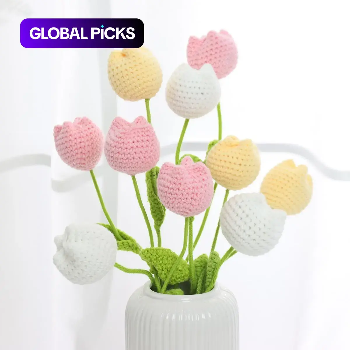 10/20/30Pcs Crochet Tulips without Vase, Mother's Day Gift, Artificial Flower Bouquet, Graduation Gift, Valentine's Day Gift, Room Decor for Girls, Fall Room Decor, Funky Room Decor, Birthday Gift