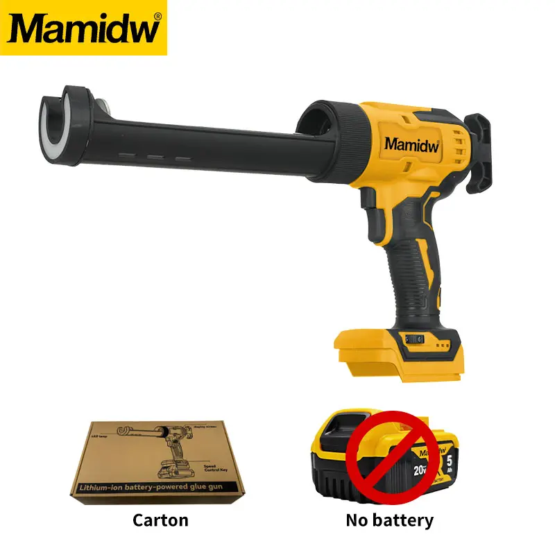 Heavy Duty Cordless Caulk Gun (No Battery), 850kg Thrust Power Sealant Applicator, 6 Adjustable Speeds, Anti-Drip Design, 180mm Max Stroke, 20V Max Compatible, 21V Rated, 5Ah, Built-In LED Light for Tile Grouting & Home Renovation