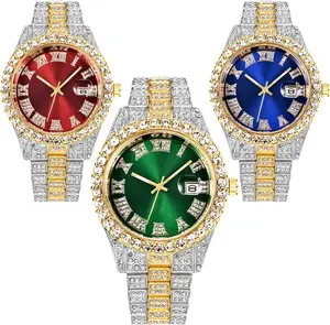 3 Pack Luxury Men  Hop Watch with Roman Scale Calendar  Wrist Watch Stainless Steel Watches