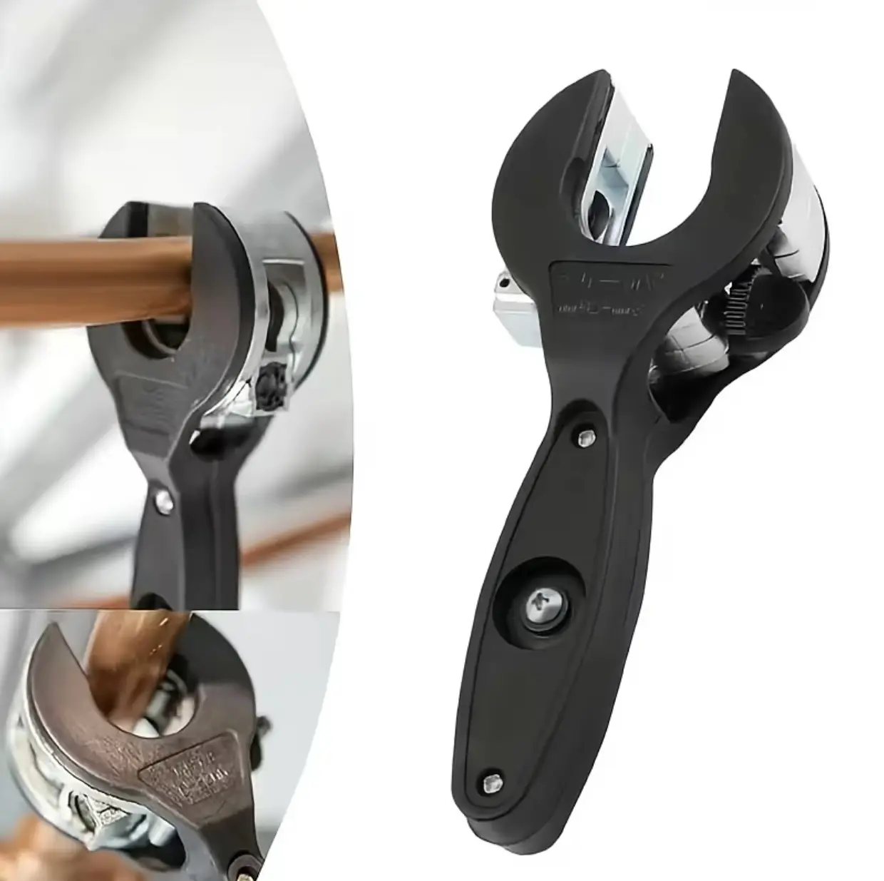 2-in-1 Ergonomic Ratchet-Type Pipe Cutting Tool, 2026 Upgrade Easy-to-Carry 1-Hand Cutter for Copper/PVC, Stainless Steel, Aluminum, Cuts 5/16-1-1/8 in Home Plumbing Work