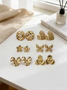 Vintage Gold Stud Earrings for Women, 18K Gold Plated Butterfly Flower Heart Bow Earring, Hypoallergenic Stainless Steel Jewelry, Trendy 2026 Summer Accessory for Daily & Party, Heart Shaped Earrings, Floral Stud Earrings