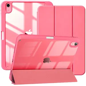 iPad Case for 10th/11th Generation, 10.9" Protection Durable Shockproof Tablet Casing, Cover with Crystal Clear Back, Pencil Holder, Auto Wake/Sleep Protective Shell,iPad decor, Pink & Marine Blue