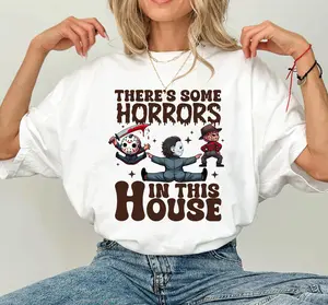 There's Some Horrors In This House Shirt, Halloween Shirt, Cute Fall Shirt, Spooky Season Shirt, Horror Movie Shirt, Trendy Halloween Shirt, Fall Halloween Tee, Halloween Party Shirt For Men Women Top Womenswear
