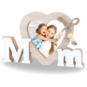 Personalized Mom Photo Frame Ornament, Home Decoration, Custom Wooden Picture Frame Gift, Birthday Present for Mom, Thanksgiving Christmas Gift, Wood Frames