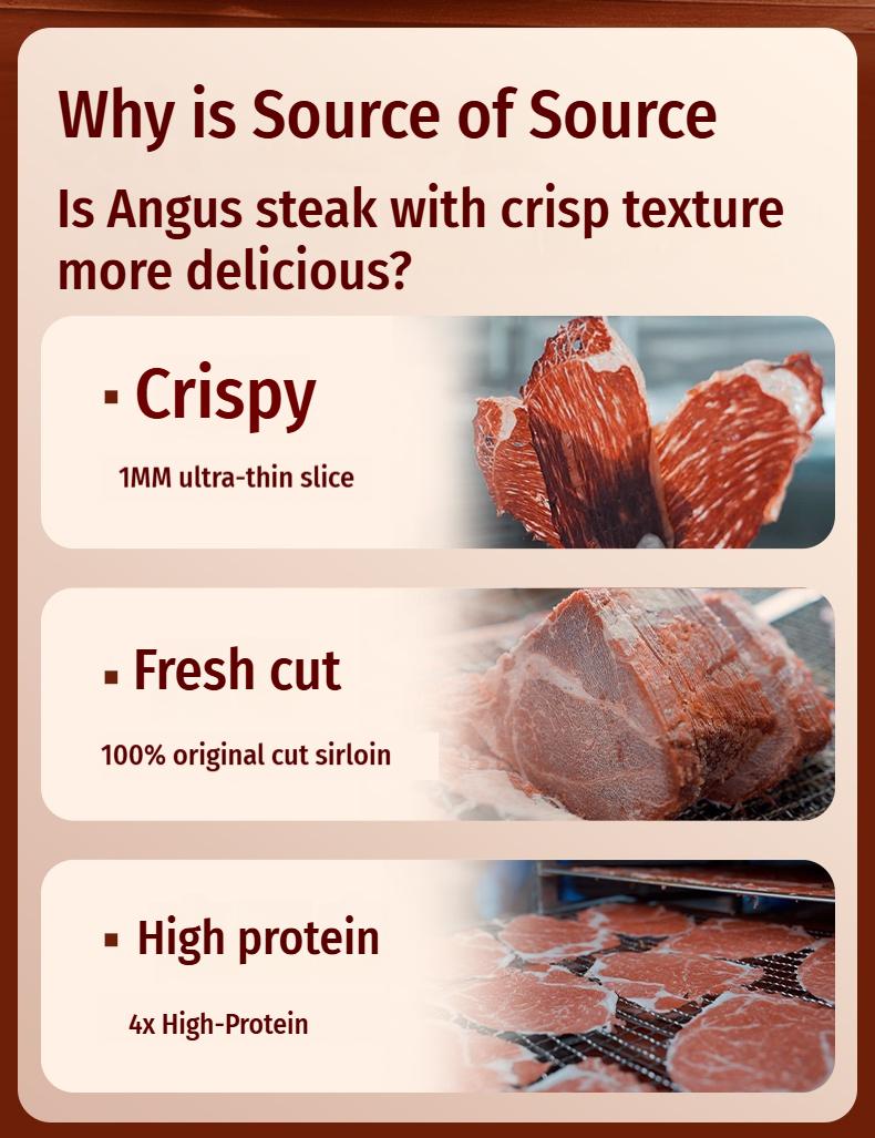 Spicy flavor High Protein Angus Beef Crisps – 54.5g Protein per 100g, Ultra Crunchy