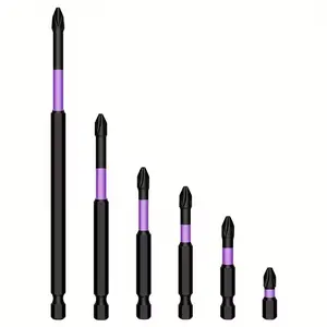 6pcs Anti-Slip D1 Steel Magnetic Screwdriver Drill Bit Set, Quick Change, 1/4" Shank, Phillips, for Electric & Manual Drivers