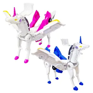 Magnetic Transforming Unicorn Toy Car Set, Transformer Car, Magnetic Cars, Two Flying Pegasus Collide & Combine, Fun Gift for Boys & Girls, Birthday Christmas Present