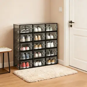 Dust-proof transparent shoe box, black, white and gray, suitable for all kinds of shoe storage boxes