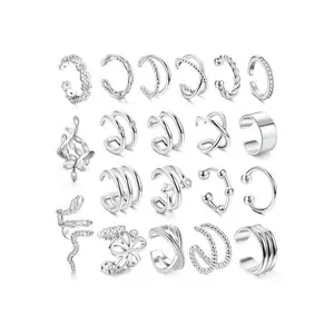 Mixed Shape Non Piercing Ear Cuff Set, Snake & Flower & Leaf Design Fashion Earrings for Women & Girls, Trendy All-match & Exquisite Jewelry for Birthday Gift(Sheet)