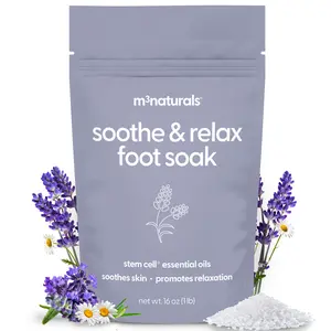Soothe & Relax Foot Soak | Lavender Epsom Salts for Soaking with Essential Oils for Pedicure, Detox & Relaxation | Unscented, 16oz by M3