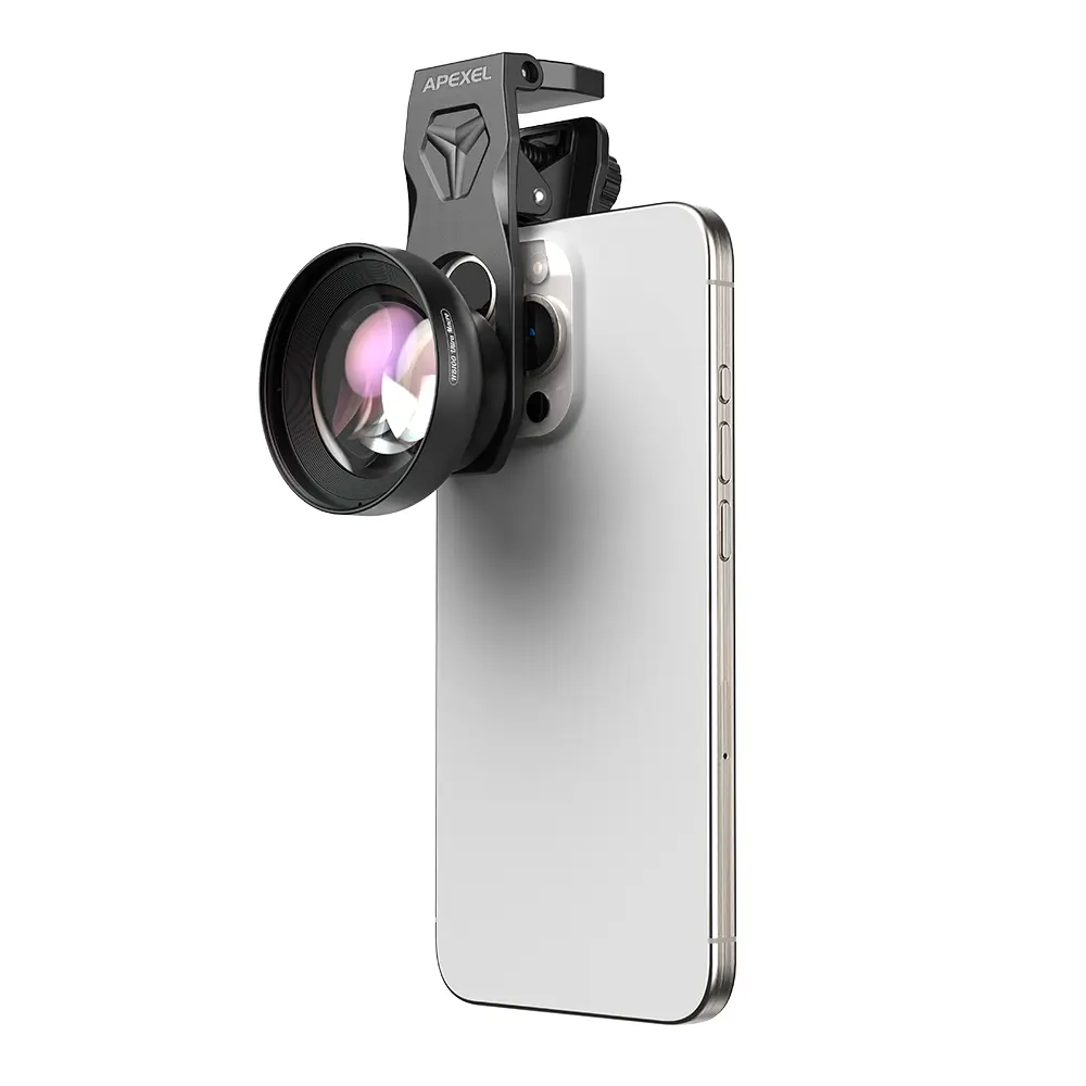 【New Upgraded 】APEXEL Classic 100mm HD Professional Macro Photography Lens for Smartphone,Compatible with Filters & FillLights,  Macro Lenses for iPhone, Samsung, Galaxy, Oneplus, Android Phone(Fits for Almost All Phone), Cell Phone Lens Attachment