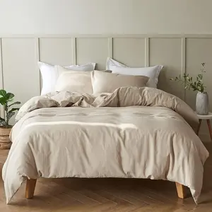 Simple&Opulence French Linen Duvet Cover Set - Natural Flax Cotton Blend-Solid Color Breathable Farmhouse Bedding