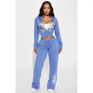 2026 Women's fashion slim-fit printed sport set, featuring a hooded short-sleeved long top and long-sleeved sport pants 2026