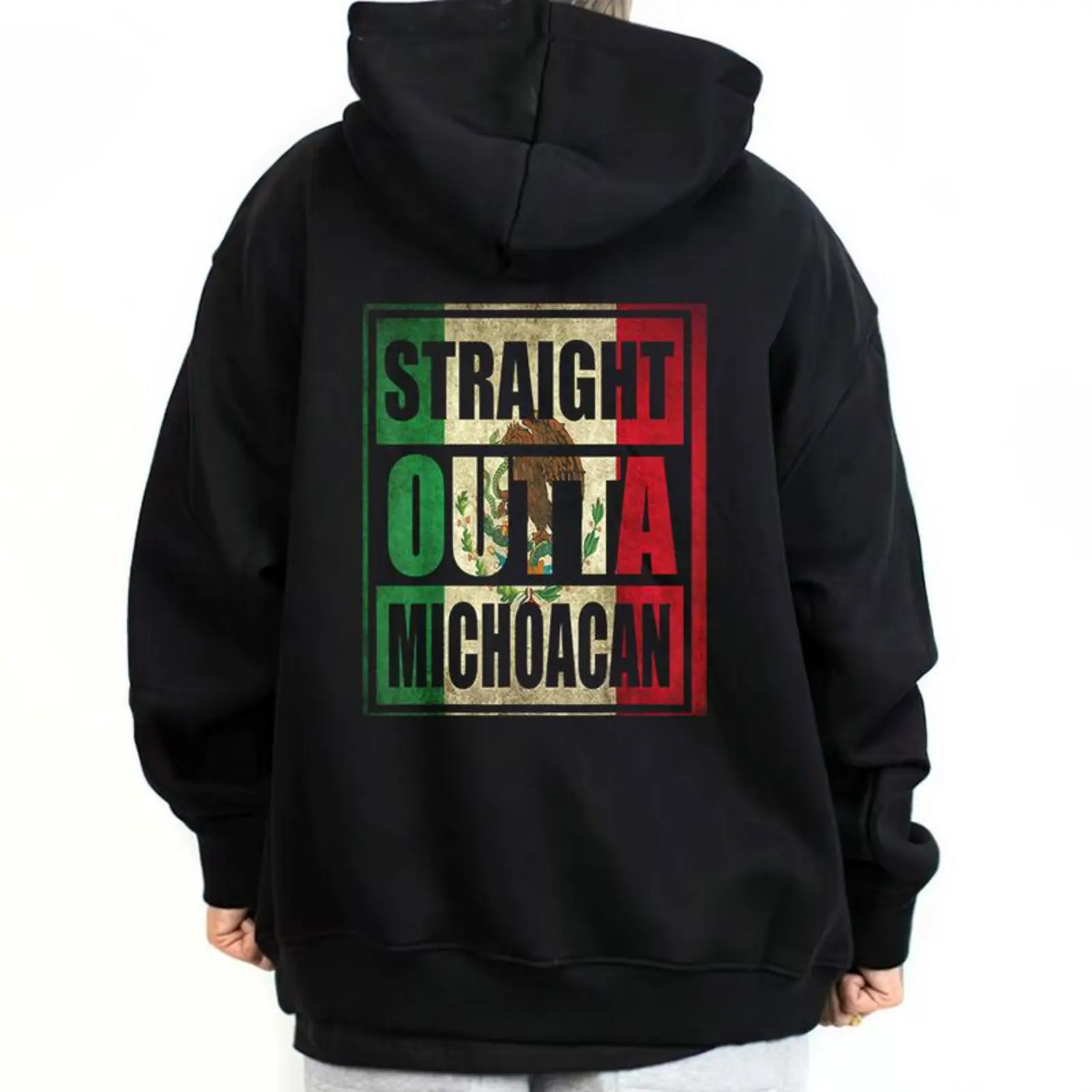 Straight Outta Michoacan Mexican Clothing Unisex Hoodie for Men & Women Loose Fit Fabric Graphic Tee Top