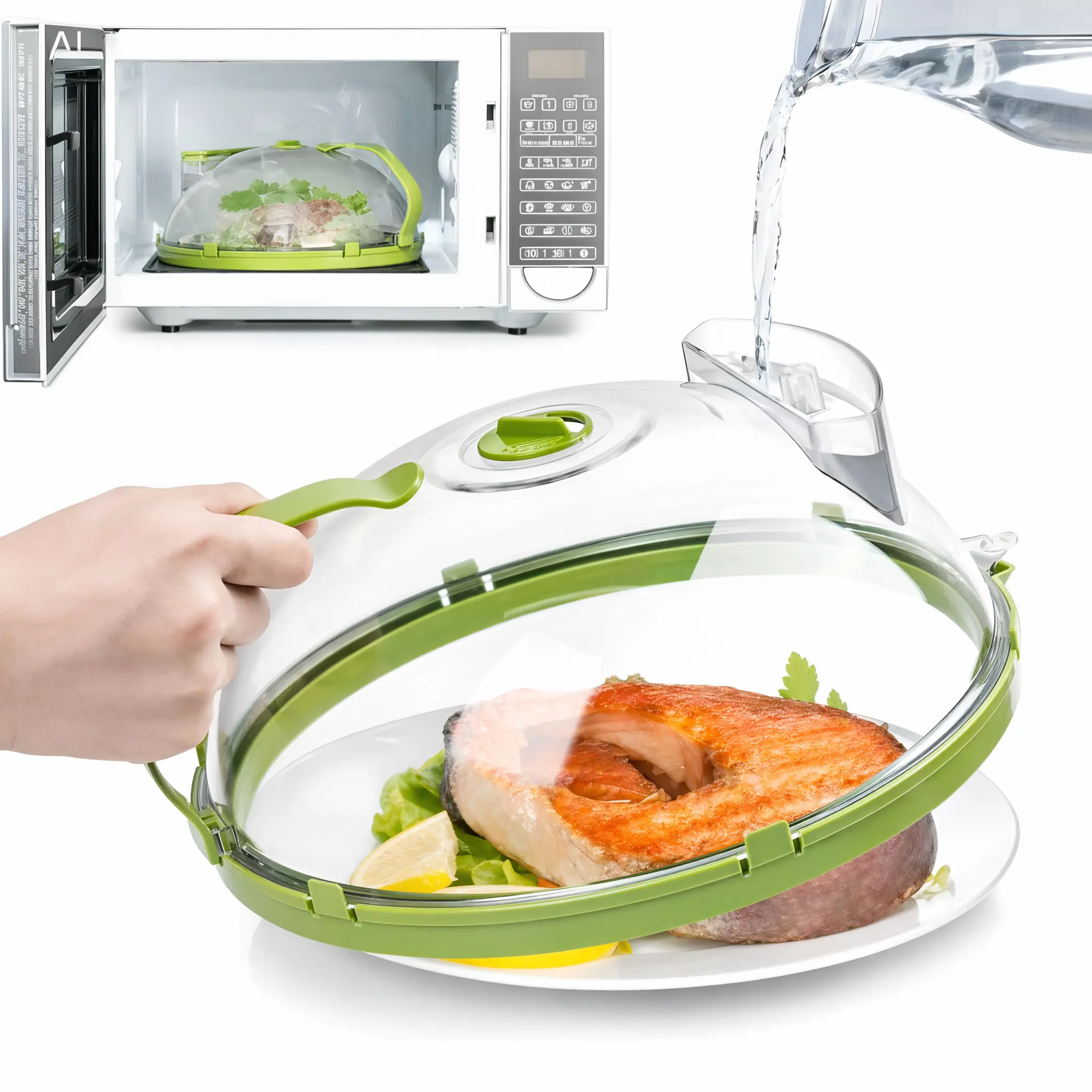 Clear Microwave Splatter Cover with Steam Vent – Easy-Grip Handle Food Cover, Anti-Splash Lid for Mess-Free Heating, Reusable Kitchen Essential