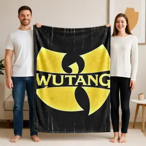 1 piece Wu-Tang Clan Classic Hip-Hop Band Logo_8152 themed flannel blanket - Microfiber fluffy flannel sofa blanket, suitable for beds and sofas, modern design, all-season multi-purpose use, digitally printed pattern, Warm Haven Textiles