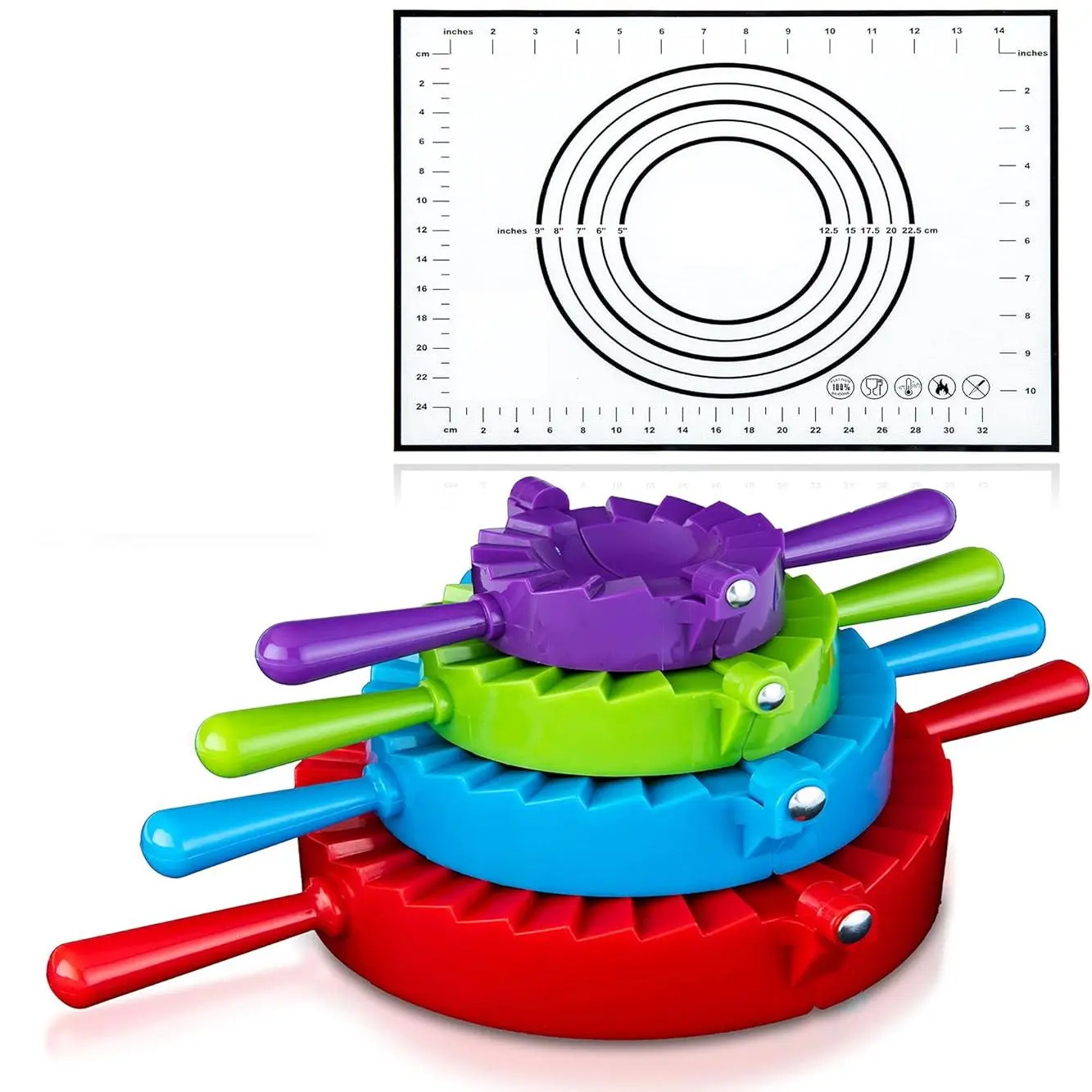 Fast Dumpling Maker Press Kit (4 Sizes with Pastry Mat) – Effortless Ravioli, Empanada & Pot Sticker Molds for Quick Kitchen Meal Prep
